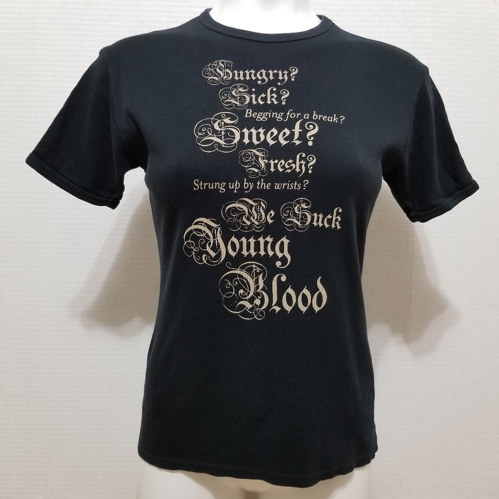 Radiohead shirt Small We Suck Young Blood lyrics graphic band merch double sided